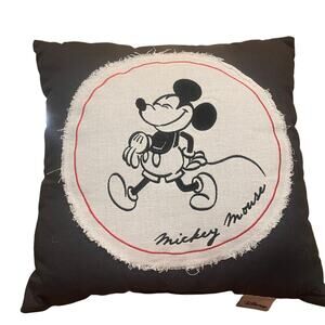 Disney Mickey Mouse Frayed Patch Accent Pillow‎ Retro Classic Cartoon Home 15x14